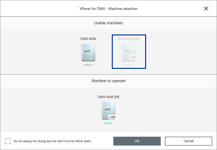 VPanel_DWX-43W_SelectionOfTheMachine